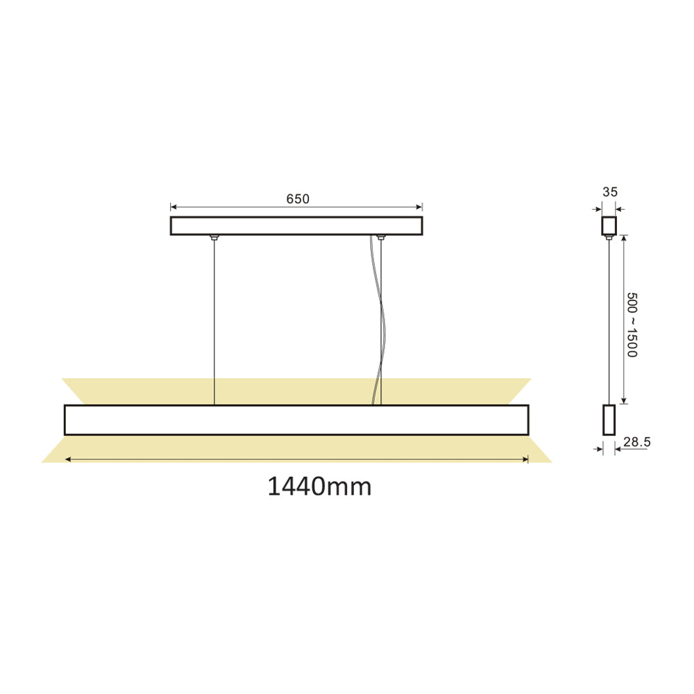 Grille Series Wood Grain 1200/1440mm Up & Down LED Linear Pendant Light