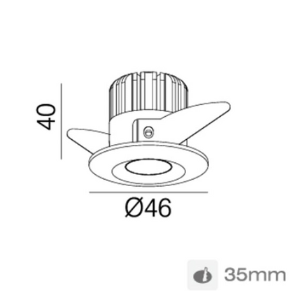 Mini Star Pinhole 3W Ø46*40 Cutout 35mm Architectural LED Recessed Downlight